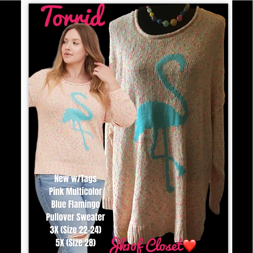LOWEST🌺 NWT TORRID 3X (22-24) 🦩 FLAMINGO SWEATER
